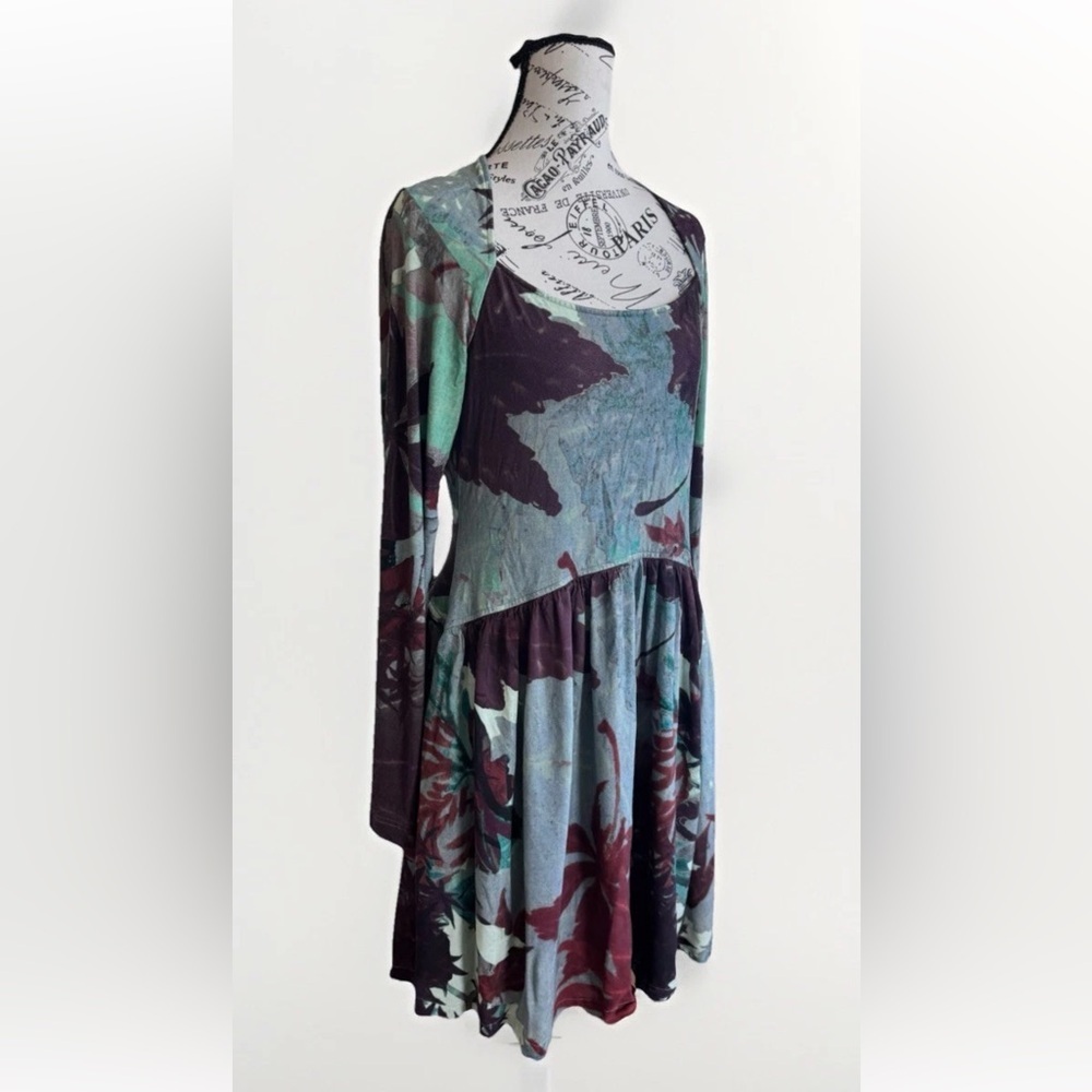peruvian connection abstract floral boho casual dress women’s size m